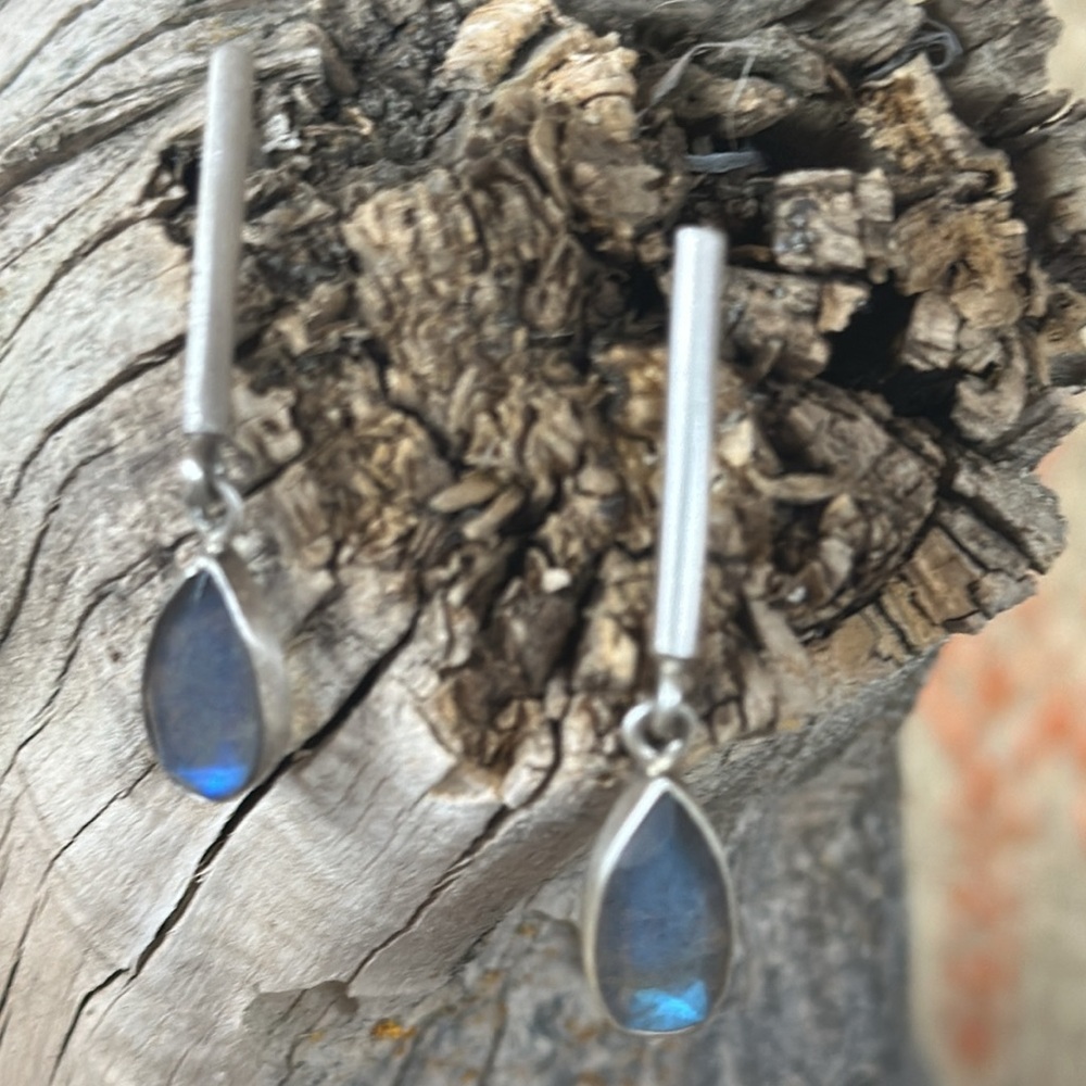 Jane Diaz NYC design sterling silver/labradorite  earrings. New from Sundance - Picture 4 of 4